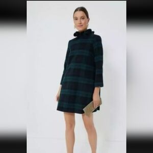 Tuckernuck Blackwatch Daphne Dress Women's Large Wool Plaid Green Back Tie Bow